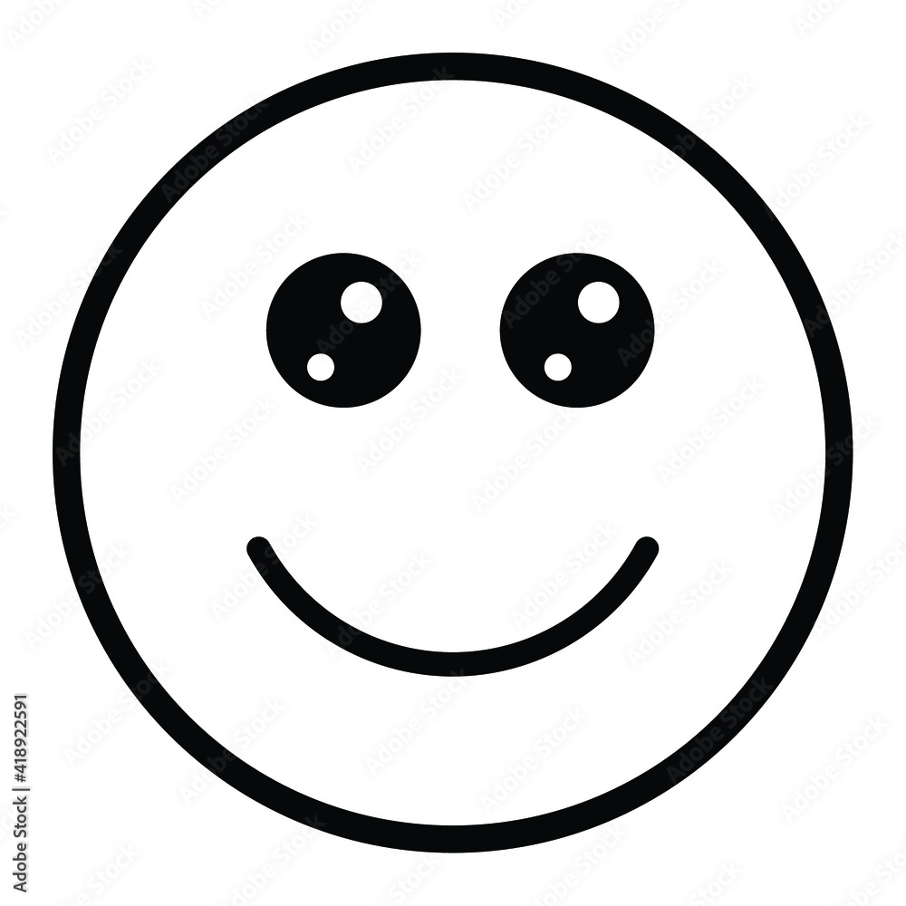 Cute thin line smile emoji face. Royalty free and fully editable. Cute thin line smile emoji face. Royalty free and fully editable.