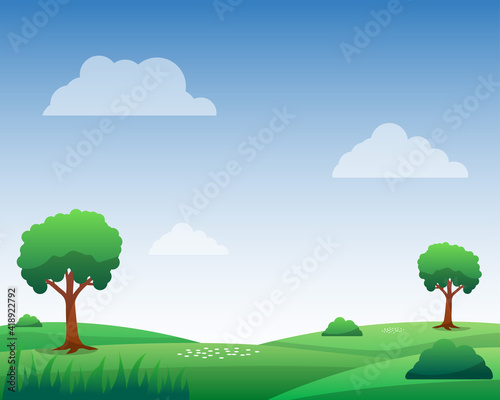 Nature landscape vector illustration with cartoon style.