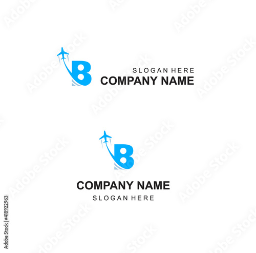 travel company logo letter B airplane flying