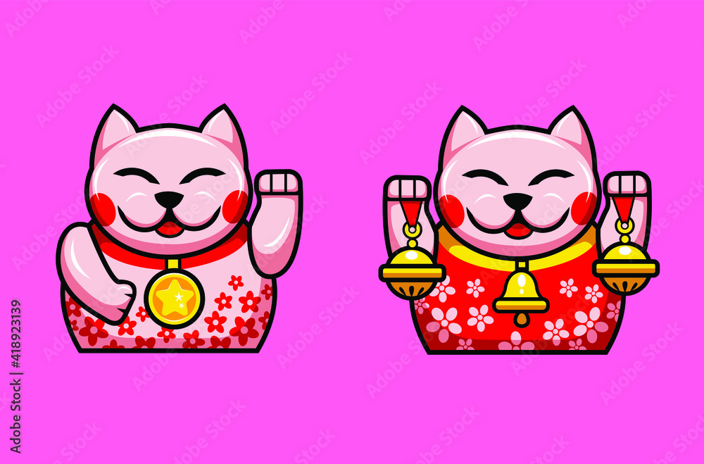 Fototapeta premium traditional Japanese figure of Maneki Neko. bringing good luck and wealth.