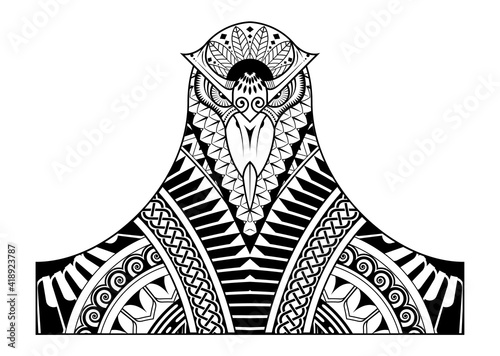 Tattoo design of the decorative head bird