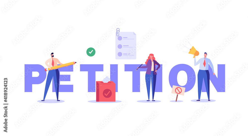 Petition form. People signing and spreading petition or complaint. Concept of Online petition, making choice, balloting Paper, democracy. Vector illustration for Web Design and Background Petition form. People signing and spreading petition or complaint. Concept of Online petition, making choice, balloting Paper, democracy. Vector illustration for Web Design and Background