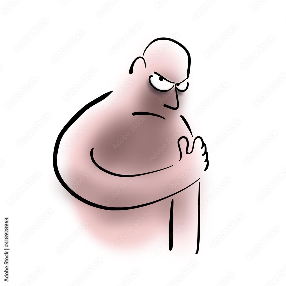 Sad man holding his shoulder