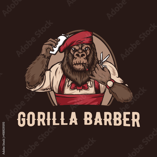 GORILLA BARBERSHOP VINTAGE LOGO