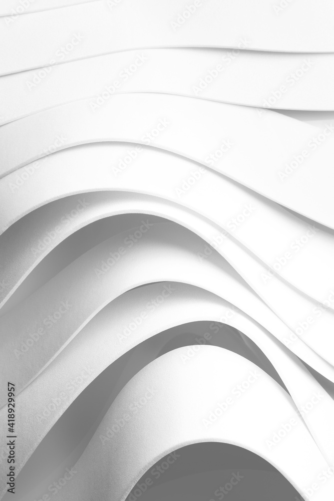 Fototapeta premium Structure with wavy white elements, abstract background