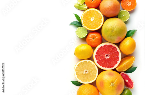 Creative composition of colorful citrus fruits