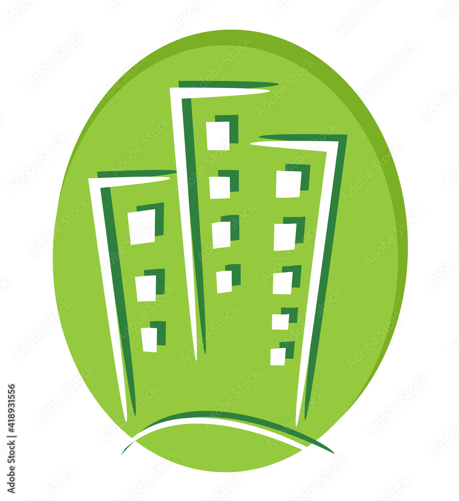 Linear silhouette home downtown city logo sign