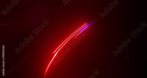 Super high speed traffic in curved tunnel. Travel concept, Science hype speed, teleport movement, warp speed.  high-energy visualization of highway and city car and truck . VJ Seamless loop, 3D render photo