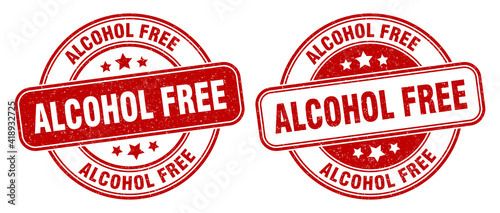 alcohol free stamp. alcohol free label. round grunge sign