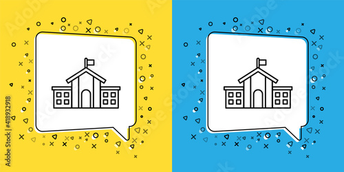 Set line United States Capitol Congress icon isolated on yellow and blue background. Washington DC, USA. Vector.