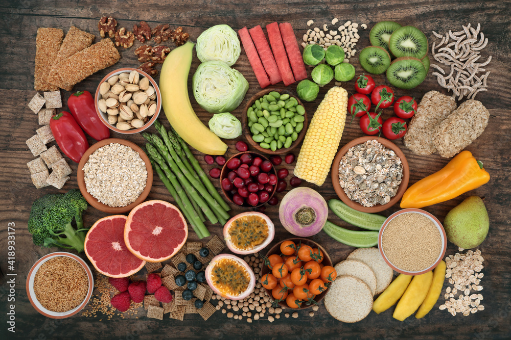 High fibre dietary health food for a healthy digestive system with fruit, nuts, seeds, vegetables, grains, legumes and cereals. High in antioxidants, vitamins, omega 3, lycopene and protein. High fibre dietary health food for a healthy digestive system with fruit, nuts, seeds, vegetables, grains, legumes and cereals. High in antioxidants, vitamins, omega 3, lycopene and protein.
