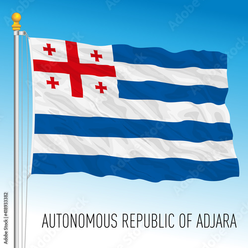 Autonomous Republic of Adjara official national flag, Georgia, asiatic country, vector illustration