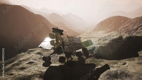 Oppotunity Mars exploring the surface of red planet. Elements of this image furnished by NASA photo