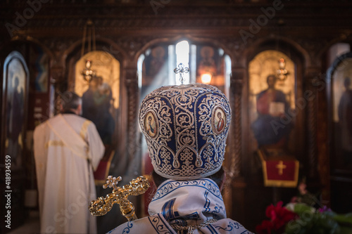 Obraz na plátně Orthodox church ceremony with high priest