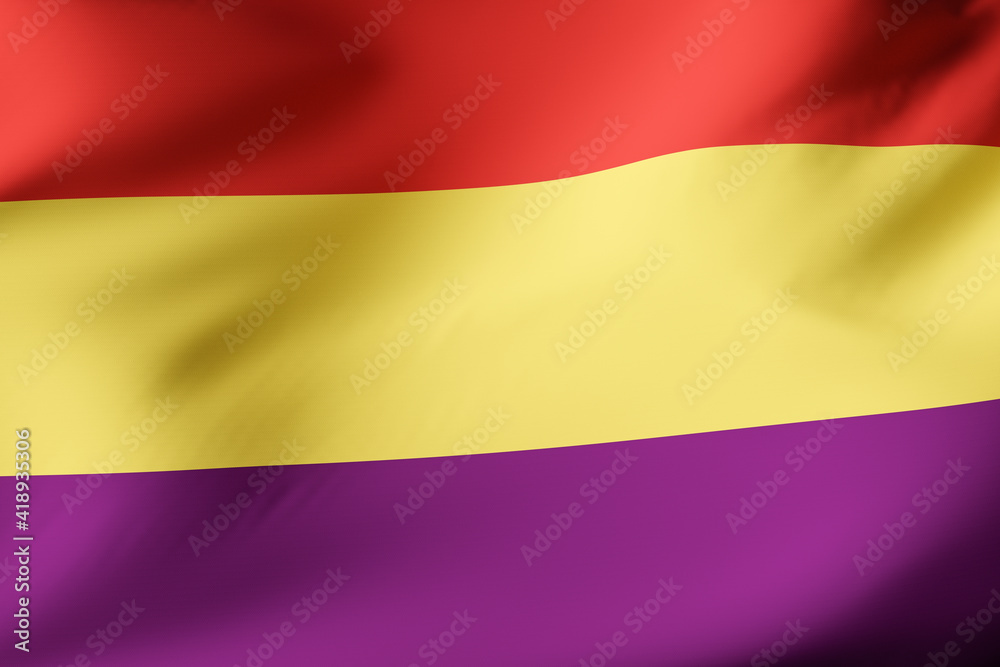 Naklejka premium offical flag of the second Spanish republic. Version without shield.3D render illustration