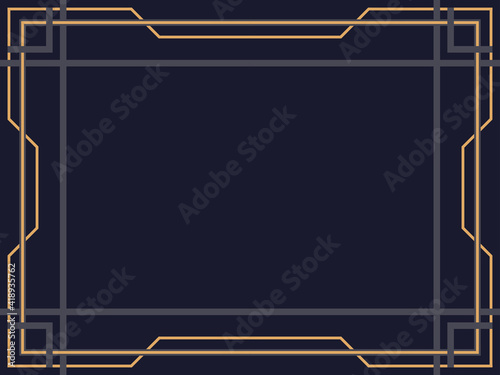 Art deco frame. Vintage linear border. Design a template for invitations, leaflets and greeting cards. Geometric golden frame. The style of the 1920s - 1930s. Vector illustration
