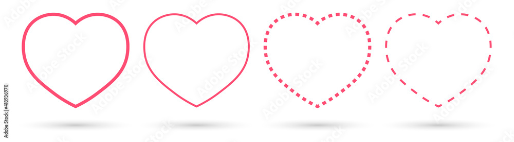 Set heart icons, graphic design template, Valentines Day symbols, vector illustration