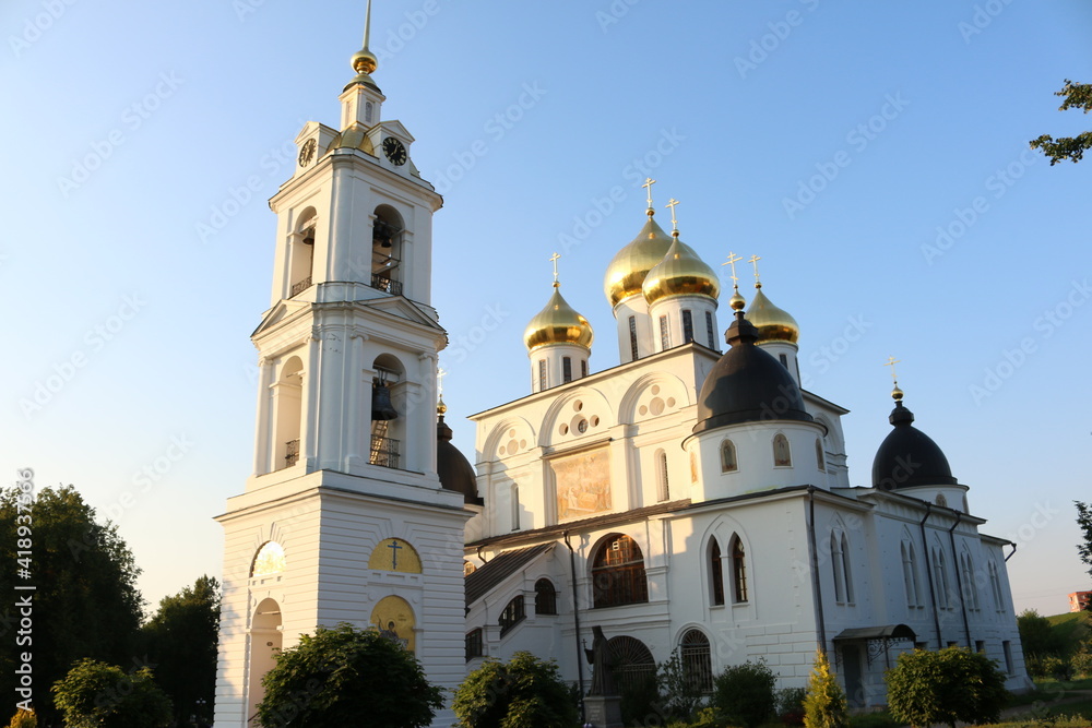 View of Cathedral of the Assumption in Dmitrov Kremlin, Moscow region, Russia.
