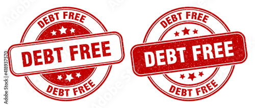 debt free stamp. debt free label. round grunge sign