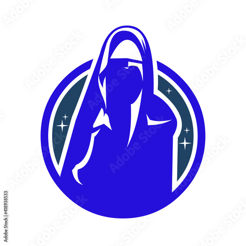 Muslim Hijab Fashion Logo Isolated