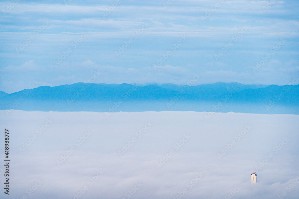 Cityscape view in morning time, scene of Kho hong Hill in Hatyai city, Songkla, Thailand.