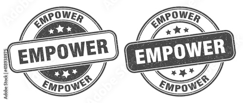 empower stamp. empower label. round grunge sign