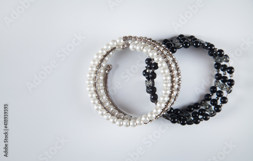 Bracelets isolated on white background. Concept of fashion.