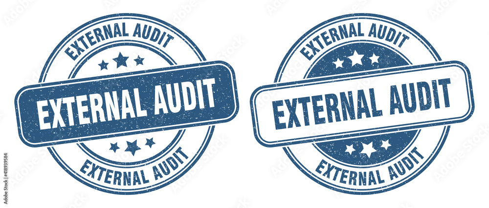external audit stamp. external audit label. round grunge sign