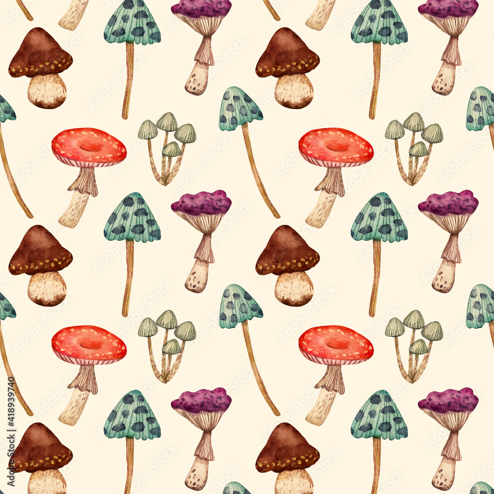 seamless pattern of illustrations mushrooms seamless pattern of illustrations mushrooms