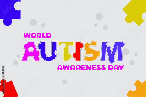 Vector illustration. typography  world Autism Awareness day. colorful puzzle forming autism words. healthcare 