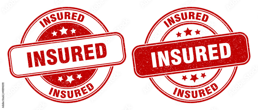 insured stamp. insured label. round grunge sign