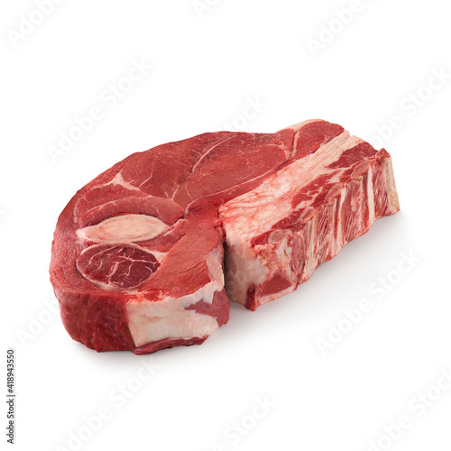 Slika na platnu Close-up view of fresh raw Arm Pot Roast Chuck Cut in isolated white background