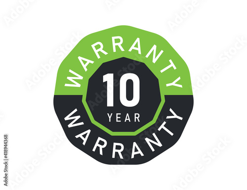 10 year warranty logo isolated on white background. 10 years warranty image