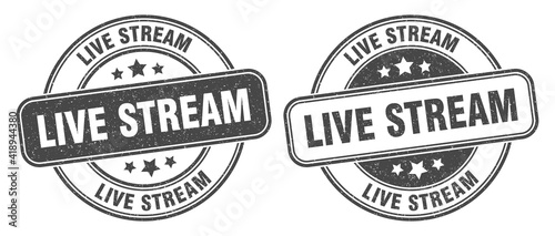 live stream stamp. live stream label. round grunge sign