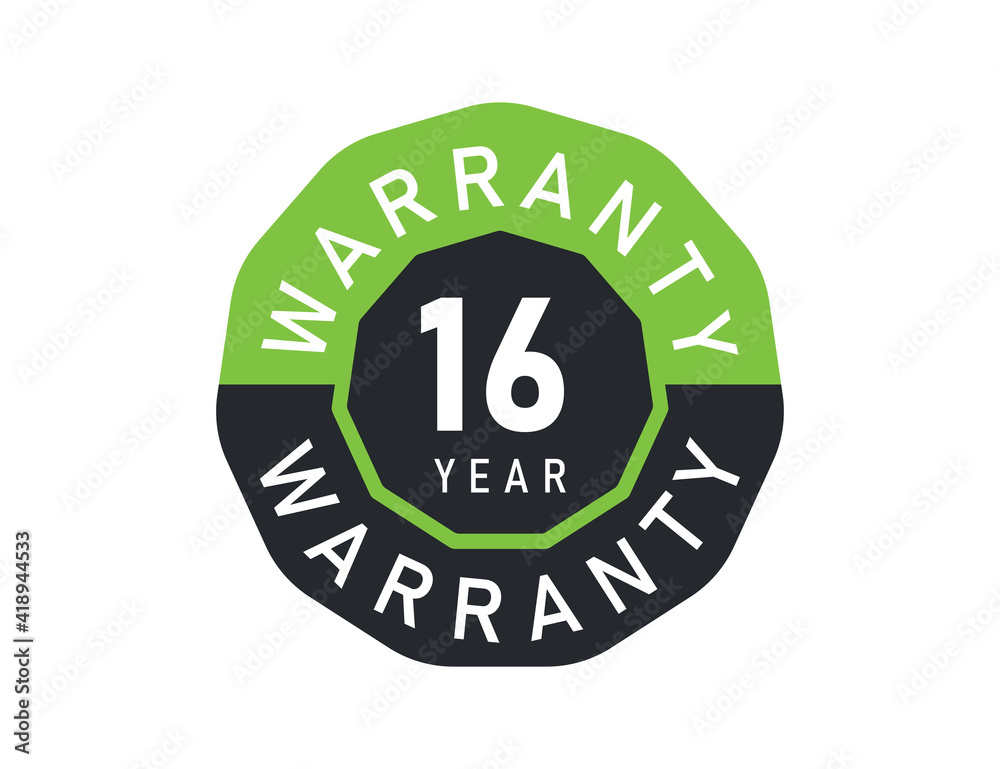 16 year warranty logo isolated on white background. 16 years warranty image 16 year warranty logo isolated on white background. 16 years warranty image