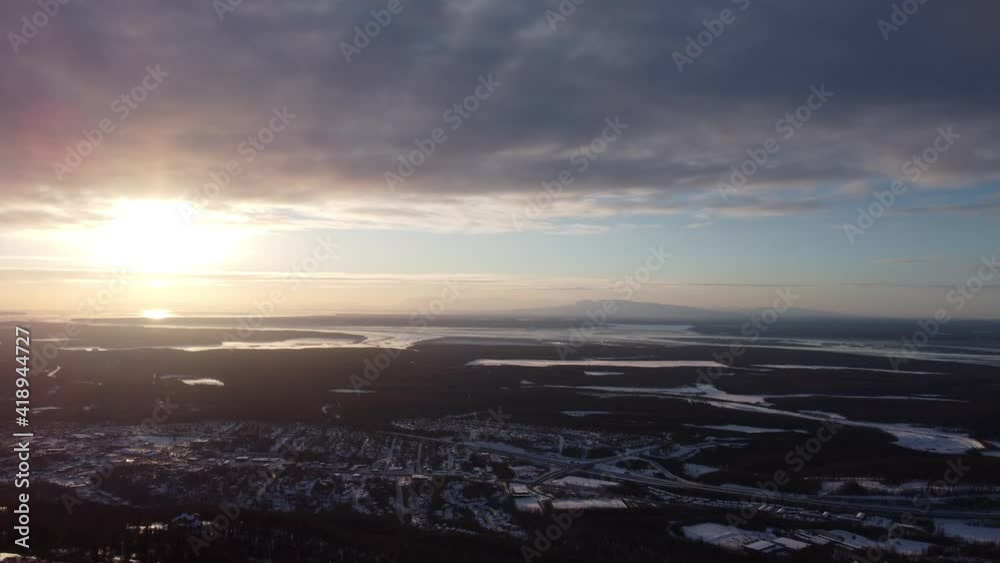 Aerial Sunset on Skyline Drive, Eagle River, Alaska. 4k30fps. Aerial Sunset on Skyline Drive, Eagle River, Alaska. 4k30fps.