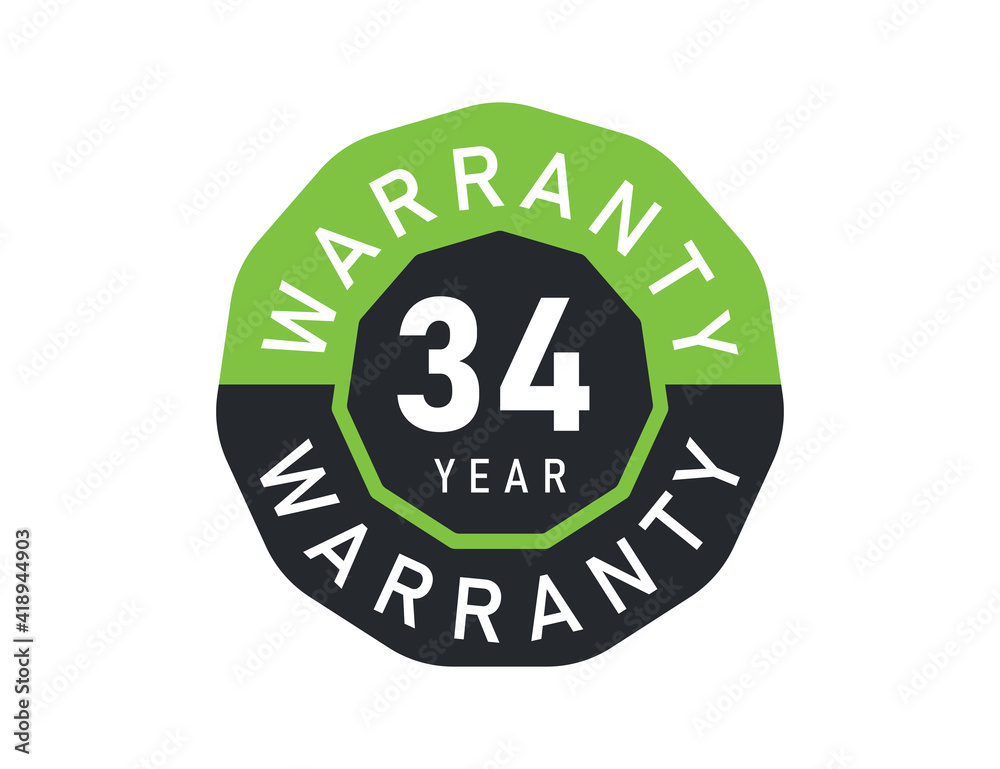 34 year warranty logo isolated on white background. 34 years warranty image 34 year warranty logo isolated on white background. 34 years warranty image