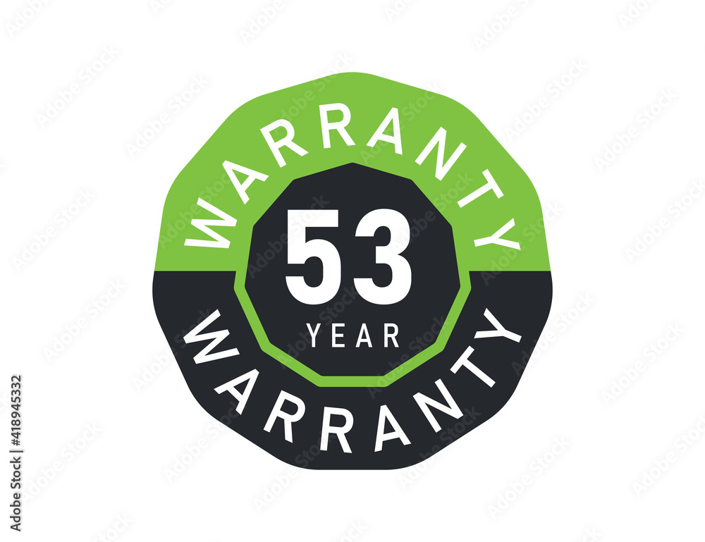 53 year warranty logo isolated on white background. 53 years warranty image