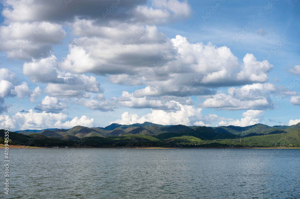 Mountain range with blue sky on lake at national park