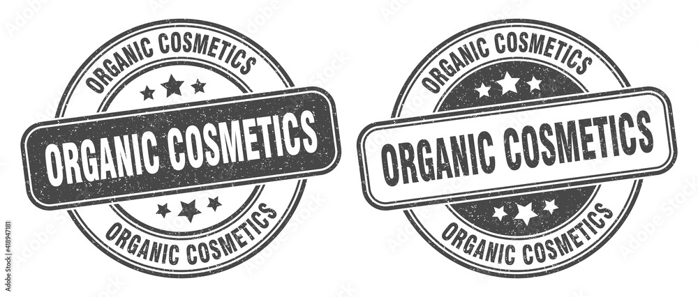 organic cosmetics stamp. organic cosmetics label. round grunge sign