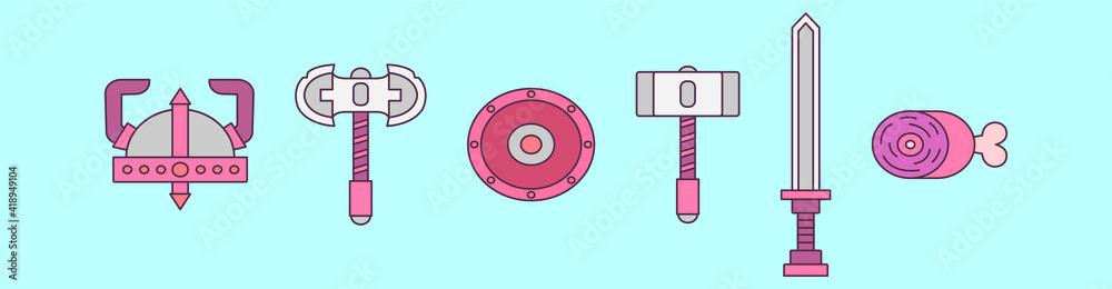 set of rpg game cartoon icon design template with various models. vector illustration isolated on blue background set of rpg game cartoon icon design template with various models. vector illustration isolated on blue background