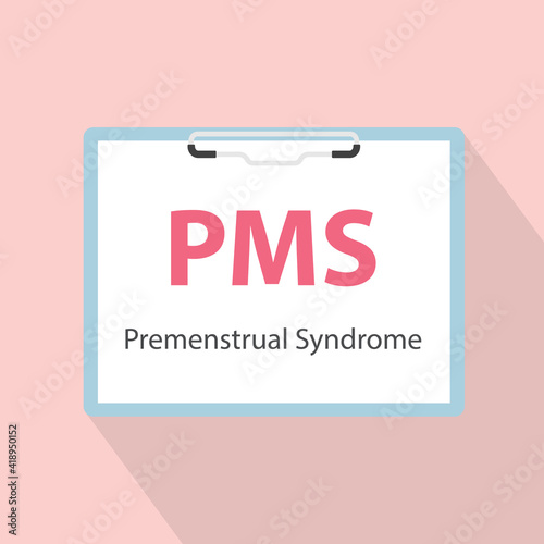 PMS Premenstrual Syndrome written in patient card - vector illustration