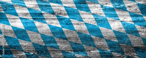 Obraz na plátně Muster Bayern Rautenmuster blau weiß auf Holz Flagge Banner