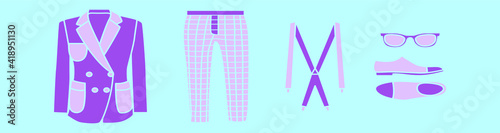 set of men fashion cartoon icon design template with various models. vector illustration isolated on blue background