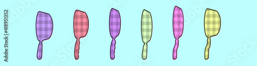 set of plait pan cartoon icon design template with various models. vector illustration isolated on blue background
