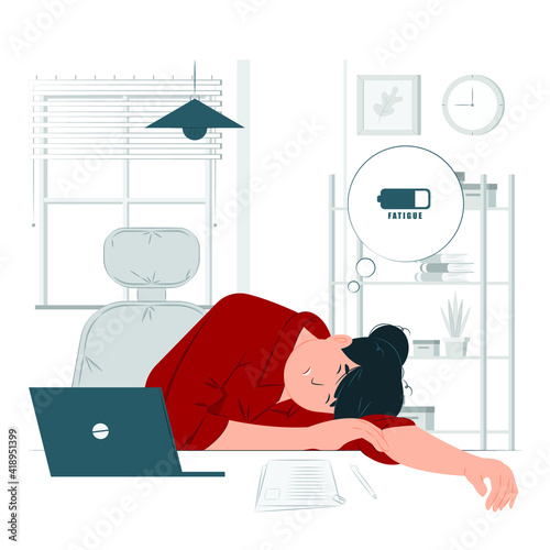 person, girl, a woman, tired employee exhausted with work concept illustration