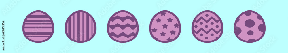 set of easter egg cartoon icon design template with various models. vector illustration isolated on blue background