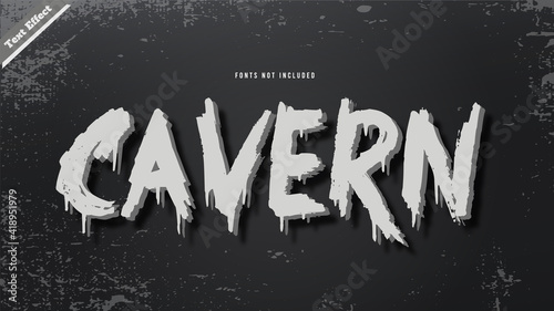 Photo cavern text effect design vector