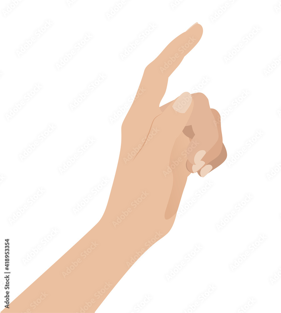 Woman hand on white background, flat design vector illustration Woman hand on white background, flat design vector illustration