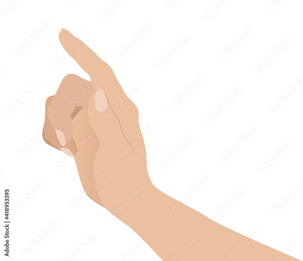 Woman hand on white background, flat design vector illustration Woman hand on white background, flat design vector illustration
